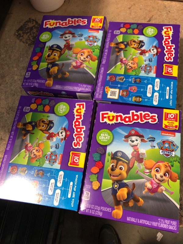 Photo 2 of **BUNDLE OF 4**  Funables Fruit Snacks, Paw Patrol Shaped Fruit Flavored Snacks, Pack of 10 0.8 ounce Pouches Paw Patrol 10 Count (Pack of 1) Best By: 07/2023