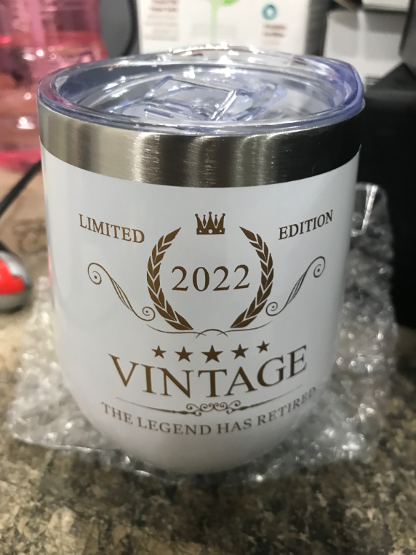 Photo 3 of 2022 Retirement Gifts for Men Women-Funny Retirement Gifts Idea-The Legend Has Retired Happy Retirement Decorations Gift Wine Tumbler,2022 Retired Gifts for Dad,Mom,Him,Her,Grandma/pa,Boss,Coworkers 2022 White