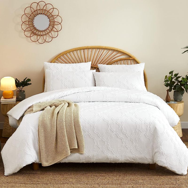 Photo 1 of DREAMCARE Bed_Linen_Set Boho Duvet Cover Set with 1 Comforter & 4 Pillowcases 5 Piece Set King, White