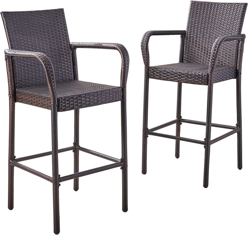 Photo 1 of ***PARTS ONLY*** Christopher Knight Home Stewart Outdoor Bar Stool, Set of 2, Brown
