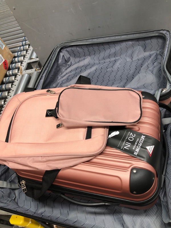 Photo 1 of Travelers Club Midtown Hardside 4-Piece Luggage Travel Set, Rose Gold *Dent on Hardshell Case*
