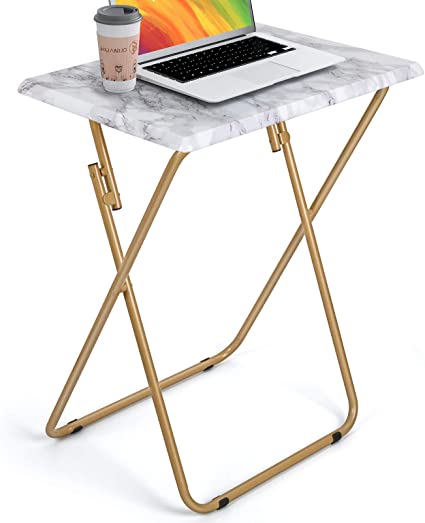 Photo 1 of HUANUO Folding TV Tray Table -Stable Tray Table with No Assembly Required, TV Dinner Tray for Eating, Foldable Snack Tables for Bed & Sofa (Marbling)

