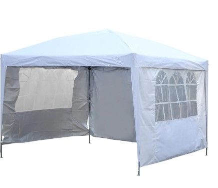 Photo 1 of 10 ft. x 10 ft. White Outdoor Patio Pop Up Canopy Tent Gazebos with 4 Removable Sidewalls and Storage Bag
