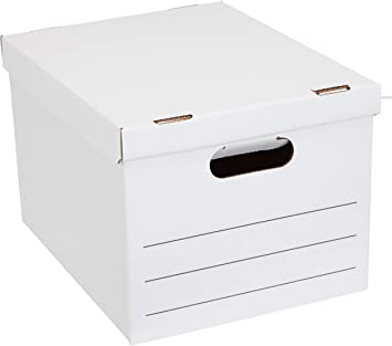 Photo 1 of Amazon Basics Storage and Filing Boxes, Legal/Letter Size, 16.2 x 12.5 x 10.5 Inches, Basic Duty - Pack of 20 & Medium Moving Boxes with Lid and Handles, 19 x 14.5 x 15.5 inches, 10-Pack
