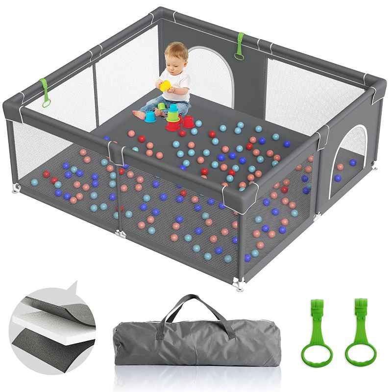 Photo 1 of Baby Playpen, 59x71inch Large Play Pen for Babies and Toddlers, Baby Fence Play Yard, Safety Kids Portable Playpin Indoor&Outdoor