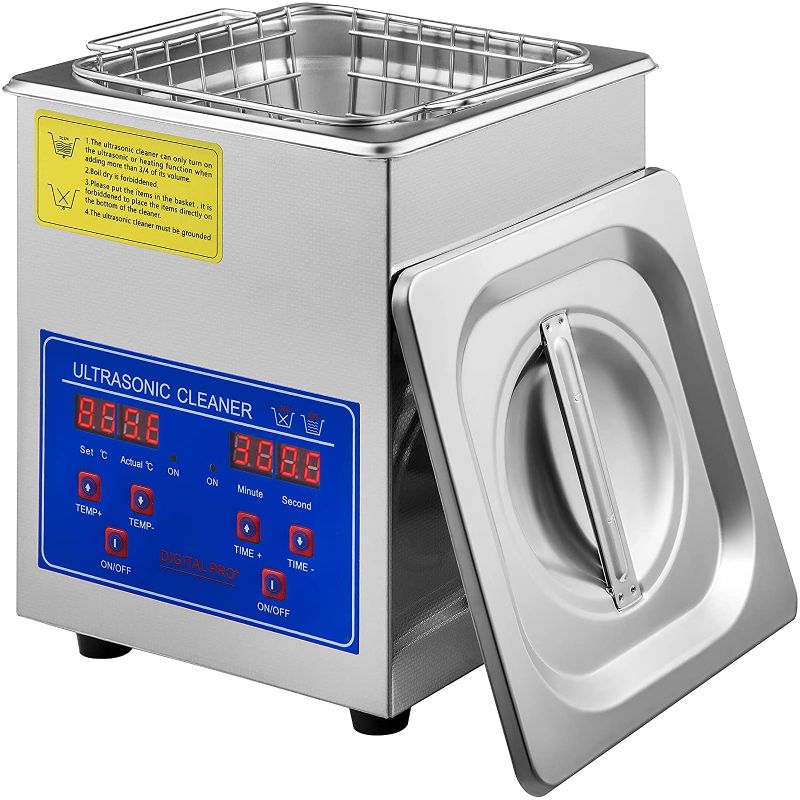 Photo 1 of *tested* VEVOR Ultrasonic Cleaner 2L Digital Ultrasonic Parts Cleaner with Timer 40kHz Professional 304 Stainless Steel Ultrasonic Cleaner 110V for Jewelry Watch Glasses Diamond Eyeglass Small Parts Cleaning
