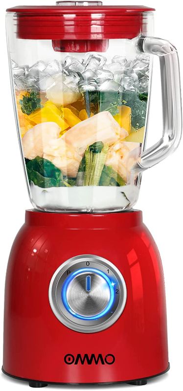 Photo 1 of DAMAGE
OMMO Smoothie Blender, Professional Countertop Blender with Removable Stainless Steel Blades, 51oz Glass blender for shakes and Smoothies, Nuts, Ice and Fruits(Red-new)…
