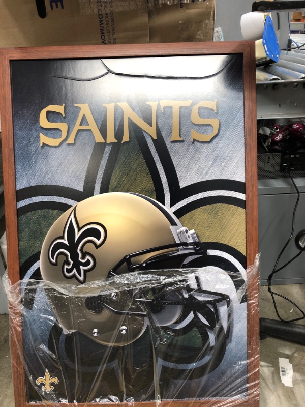 Photo 2 of DAMAGE DENT
Trends International NFL New Orleans Saints-Helmet 16 Wall Poster, 22.375 in x 34 in, Mahogany Framed Version
