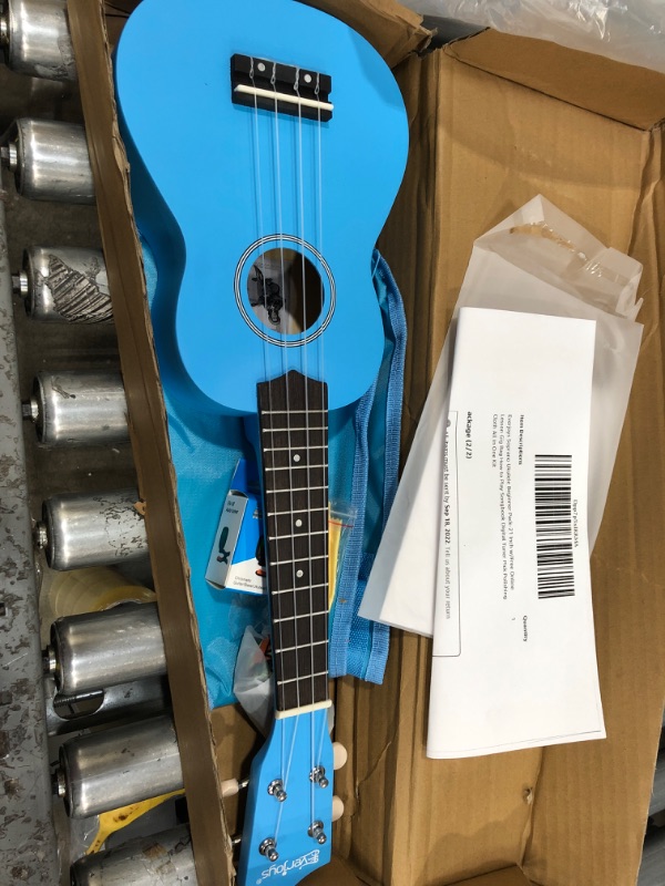 Photo 2 of ADM Soprano Ukulele for Beginners 21 Inch Hawaiian Wood Ukelele Kit for Kids Adult Student Starter Professional Ukalelee Pack Bundle with Free Lessons Gig Bag Strap Nylon String Tuner Pick, Blue
