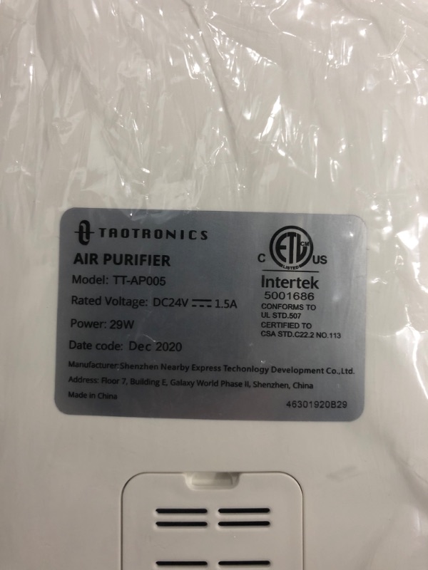 Photo 4 of TAOTRAONICS HEPA Air Purifier 005 for Home & Air Quality Sensor[Auto Mode, Timer]