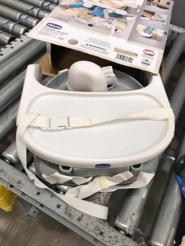 Photo 1 of Chicco Portable Dining Chair Toddler Booster Seat with Tray, Gray