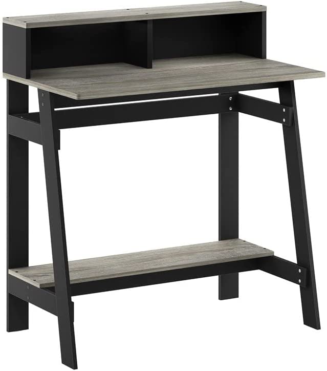 Photo 1 of Furinno Simplistic A Frame Computer Desk, Black/French Oak Grey
