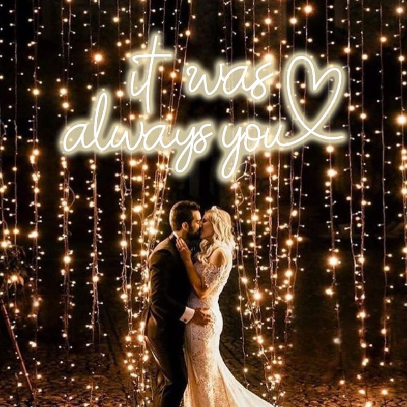 Photo 1 of *CRACKED*It Was Always You Neon Sign 12 x 22 Inches Beautiful Wedding Neon Sign It was always you with Heart Warm White LED Neon Lights Sign Perfect Wedding Gift and Neon Wall sign (It was always you)
