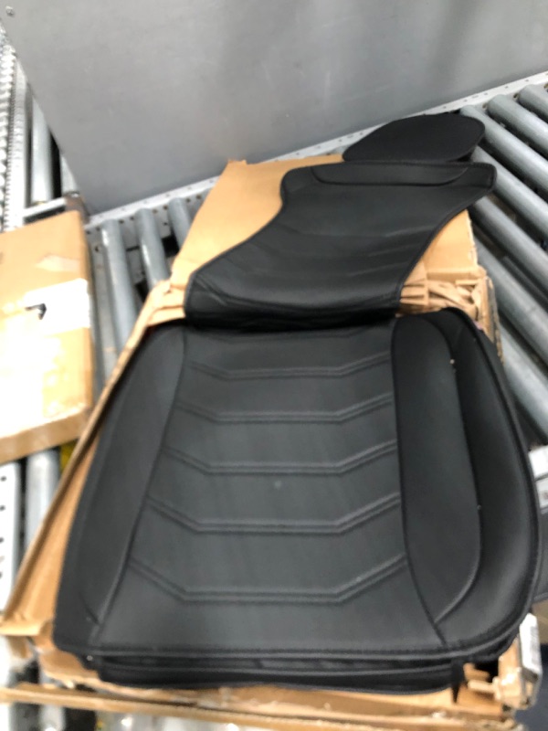 Photo 1 of Motor Trend LuxeFit Black Faux Leather Car Seat Covers for Front SEATS 2 Piece Set – Premium Padded Seat Protectors Front Seat Cushions for Auto MTSC9210