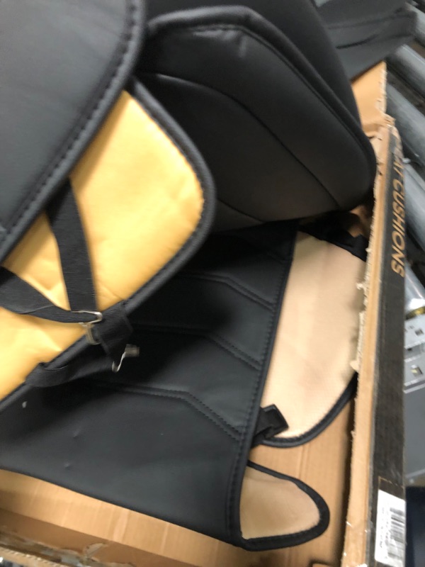 Photo 1 of Motor Trend LuxeFit Black Faux Leather Car Seat Covers for Front SEATS 2 Piece Set – Premium Padded Seat Protectors Front Seat Cushions for Auto MTSC9210