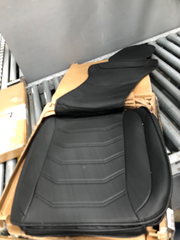 Photo 1 of Motor Trend LuxeFit Black Faux Leather Car Seat Covers for Front SEATS 2 Piece Set – Premium Padded Seat Protectors Front Seat Cushions for Auto MTSC9210