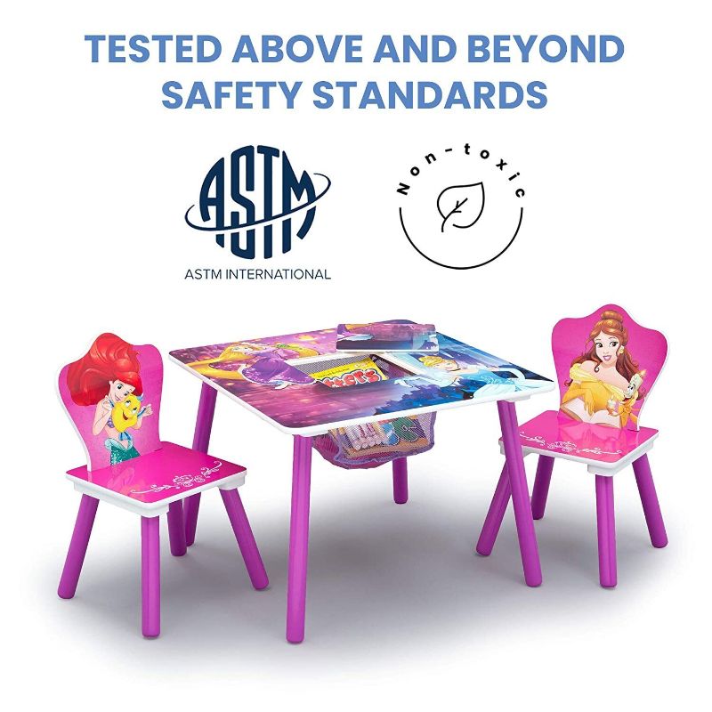 Photo 1 of Children Kids Table and Chair Set With Storage (2 Chairs Included) - Princess
