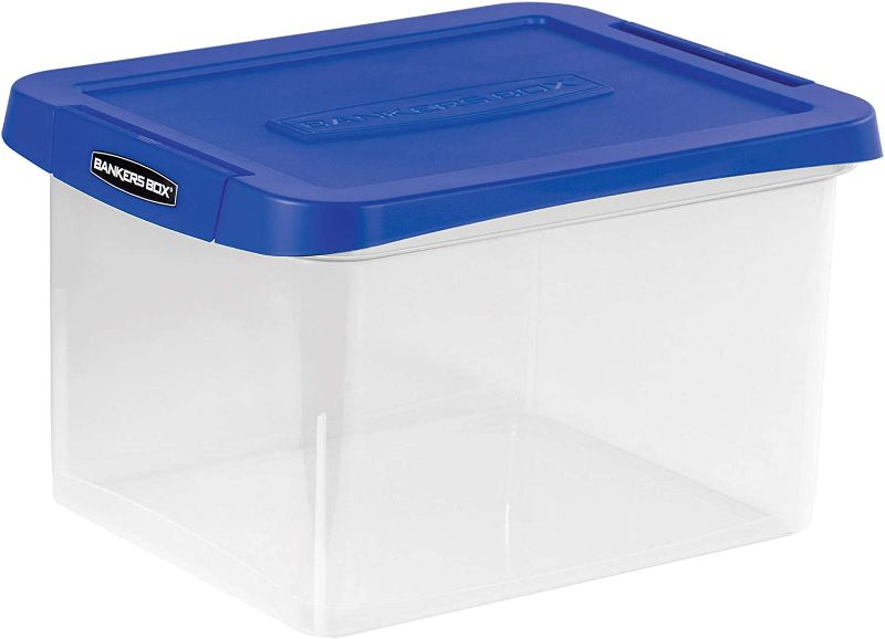 Photo 1 of nkers Box® Heavy-Duty Portable Storage File Box, Letter/Legal Size, 10 5/8" x 14 3/16" x 17 3/8", Clear/Blue