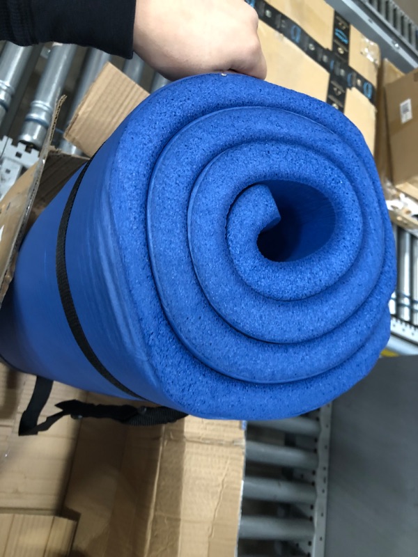 Photo 3 of All-Purpose 1 inch Thick High Density Anti-Tear Exercise Yoga Mat Blue