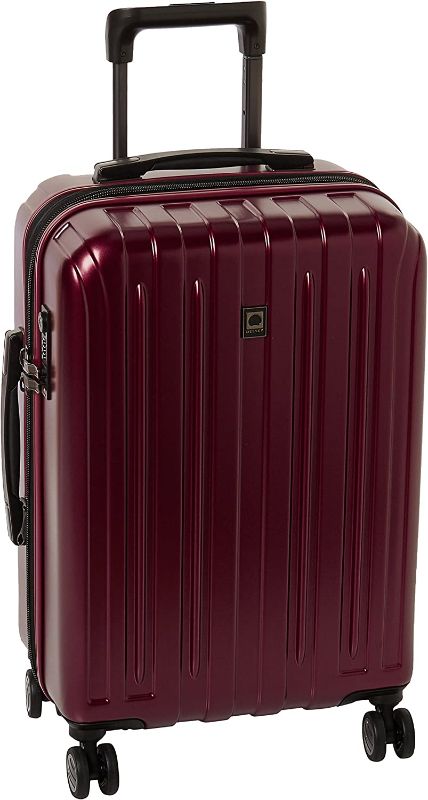 Photo 1 of DELSEY Paris Titanium Hardside Expandable Luggage with Spinner Wheels, Black Cherry Red, Carry-On 21 Inch
