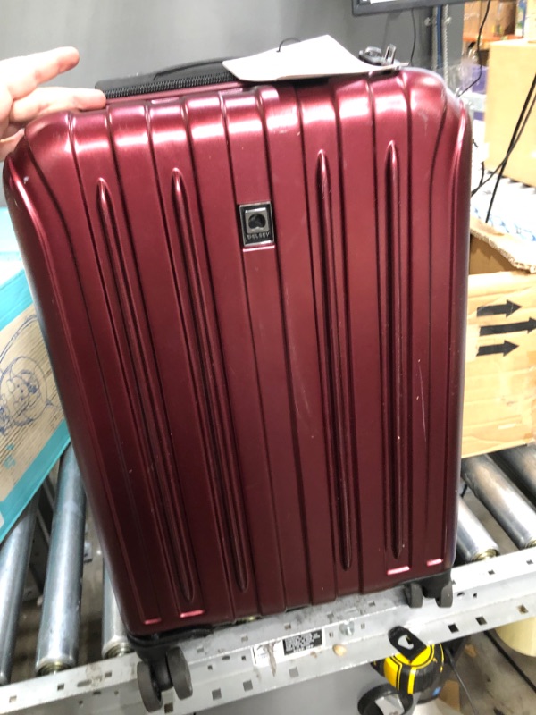 Photo 3 of DELSEY Paris Titanium Hardside Expandable Luggage with Spinner Wheels, Black Cherry Red, Carry-On 21 Inch
