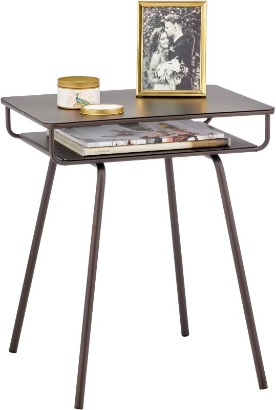 Photo 1 of **Missing Hardware**mDesign Modern Rectangle Industrial 2-Tier Side Table with Storage Shelf - Minimalistic Metal Accent/End Furniture Unit for Living Room, Dorm, Office, and Bedroom - Citi Collection - Bronze
