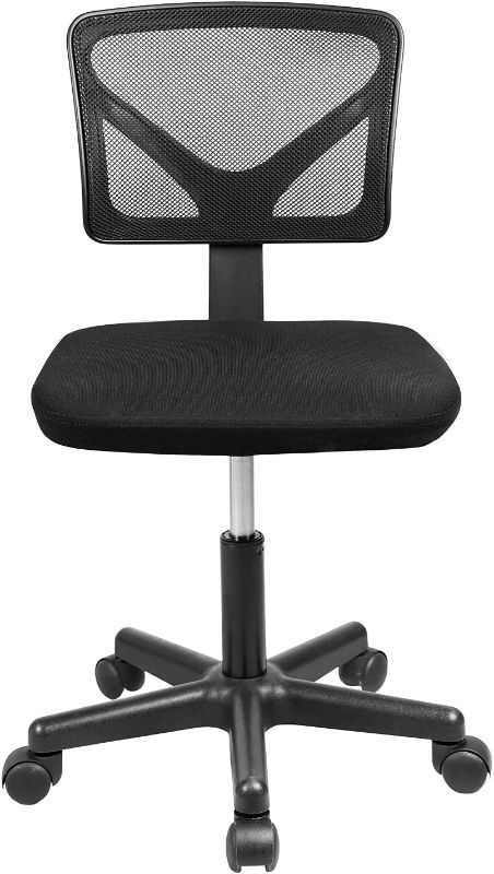 Photo 1 of *PARTS ONLY* 
Desk Chair, Armless Office Mesh Computer Desk Chair Swivel Small Desk Chair Adjustable Black Task Chair No Armrest