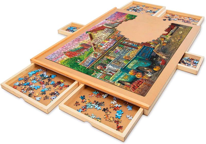 Photo 1 of 1500 Piece Wooden Jigsaw Puzzle Table - 6 Drawers, Puzzle Board | 27” X 35” Jigsaw Puzzle Board Portable - Portable Puzzle Table | for Adults and Kids
