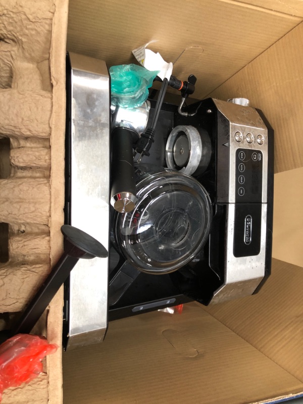 Photo 2 of De'Longhi All-in-One Combination Coffee Maker & Espresso Machine + Advanced Adjustable Milk Frother for Cappuccino & Latte + Glass Coffee Pot 10-Cup, COM532M
