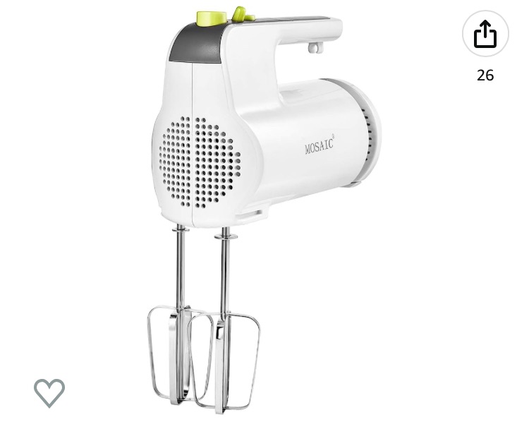 Photo 1 of Hand Mixer Electric, MOSAIC Mixer with Cord & Attachments Storage and 4 Stainless Steel Accessories, Easy Eject Handheld Mixer for Whipping Mixing Cookies, Brownies, Cakes, Dough (White)