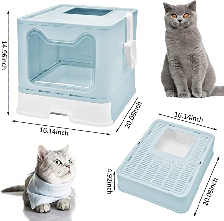 Photo 1 of Panghuhu88 Foldable Cat Litter Box with Lid, Large Enclosed Cat Potty (No Cat Litter Scoop) 20" L x 16" W x 15" H
