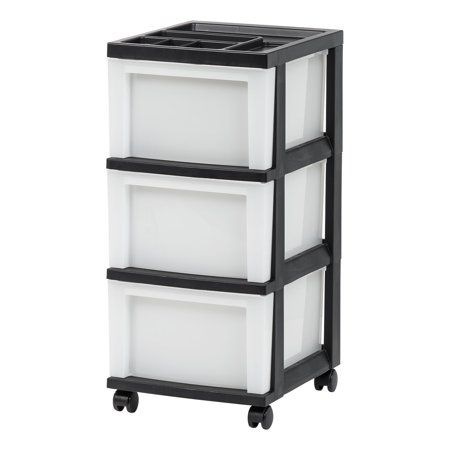 Photo 1 of (DAMAGED)IRIS USA Plastic Storage-Drawer Organizer-Cart Black/Pearl
**DAMAGED CORNER**
