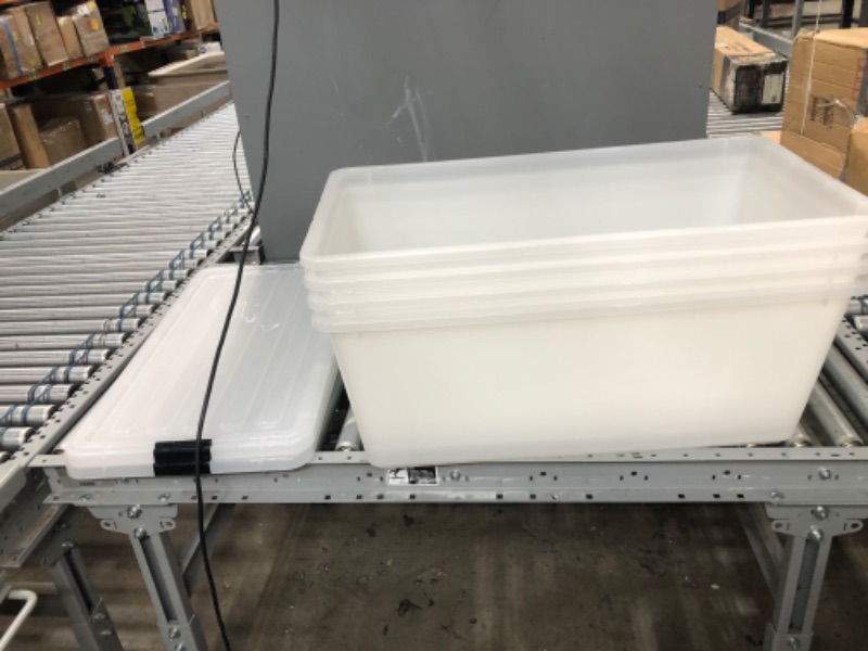 Photo 1 of (DAMAGED)IRIS 91 Qt. Clear Storage Boxes, 4/Carton (CB-80)
**3 DAMAGED LIDS**
