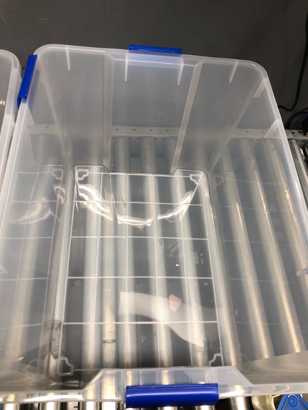 Photo 3 of 2 Pack IRIS 74 Quart WEATHERTIGHT Multi-Purpose Storage Box Clear with Blue Buckles *No Lids**
