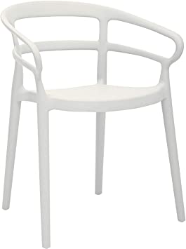 Photo 1 of Amazon Basics White, Curved Back Dining Chair Premium Plastic *One Leg Damaged Can be Super Glued* 
