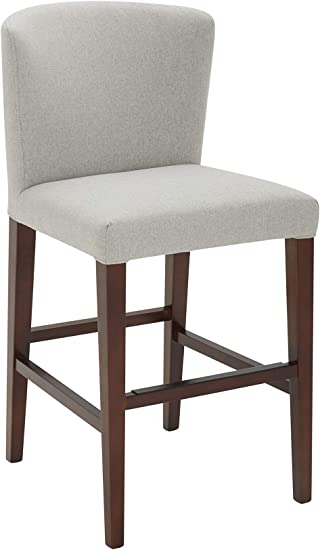 Photo 1 of Amazon Brand – Rivet Eli Modern Curved-Back Counter-Height Barstool, 38.2"H, Silver
