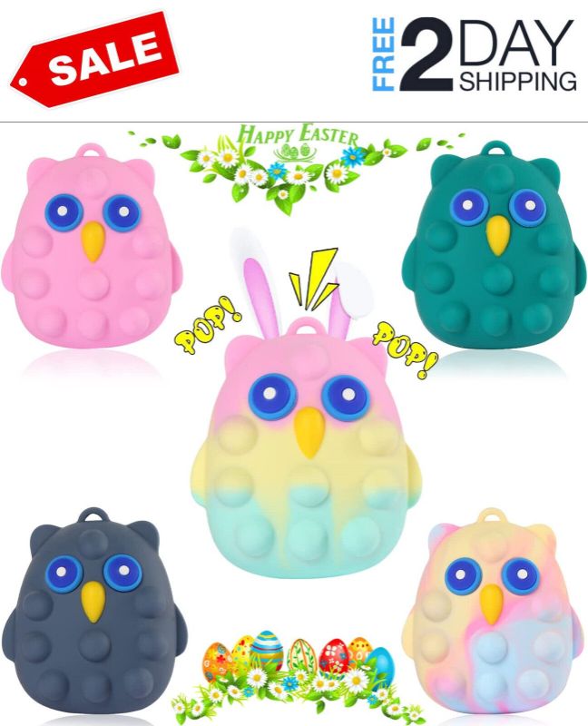 Photo 1 of 5 PCS Pop Fidget Ball Owl Popper Its Toys 3D Anti-Pressure Squeeze Pop Ball It Fidget Toy Silicone Sensory Toys Stress Balls Easter Gift for Kids Adults Elderly