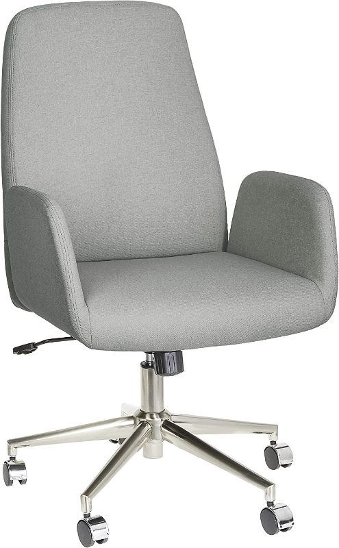 Photo 1 of Amazon Brand – Rivet High-Back Adjustable Swivel Office Chair with Chrome Metal Base, 17.9"W, Gray
