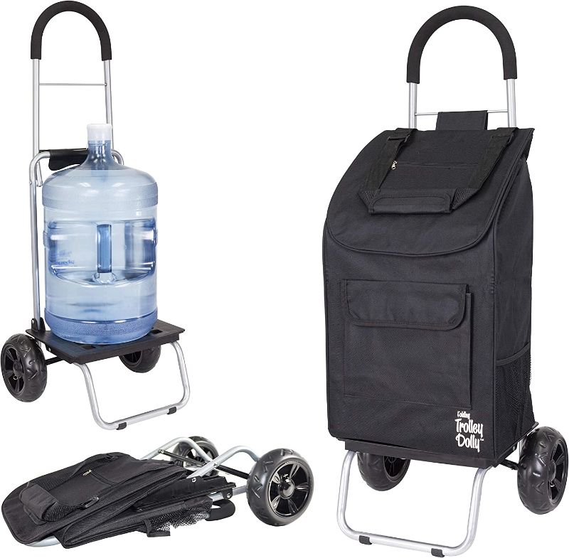 Photo 1 of **MISSING BAG** dbest products 1517 Trolley Dolly Black Foldable Shopping cart for Groceries with Wheels and Removable Bag and Rolling Personal Handtruck Standard

