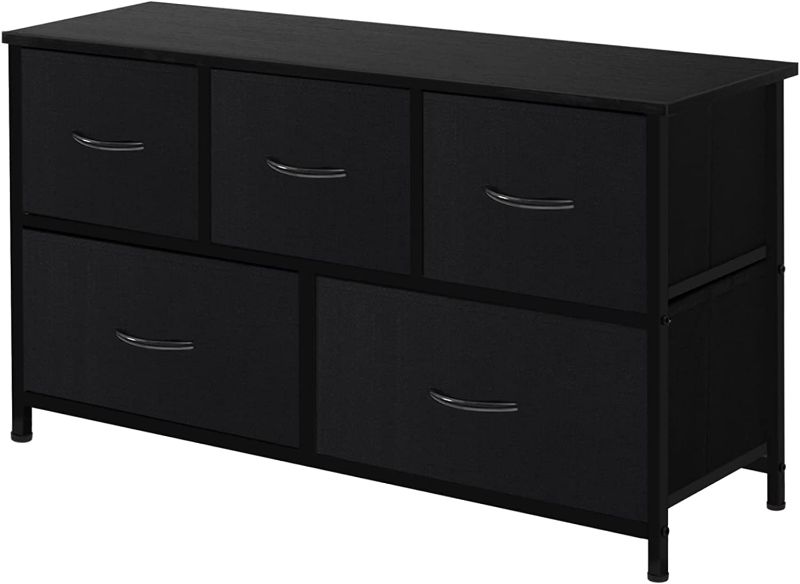 Photo 1 of **MISSING HADWARE** AZL1 Life Concept Extra Wide Dresser Storage Tower with Sturdy Steel Frame,5 Drawers of Easy-Pull Fabric Bins, Organizer Unit for Bedroom, Hallway, Entryway, Black
