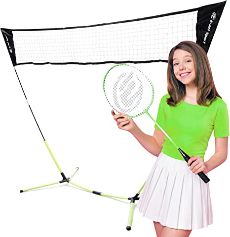 Photo 1 of E-Jet Badminton Net, Portable & Instant Setup (Tool Free Assembly) - Backyard Fun, Beach Park Picnic Outdoor Games, Green, 5.1 x 7.8Ft, (EOB72640)