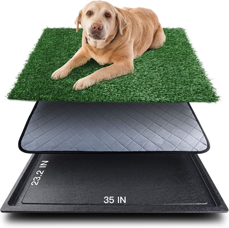 Photo 1 of 34"x44" Artificial Grass Mats Washable Pee Pad and Professionally Pet Toilet Potty Tray, Replacement Dogs Turf Potty Training for Indoor Outdoor Apartment