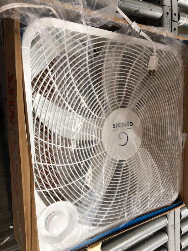 Photo 2 of (NON FUNCTIONAL MOTOR) Genesis 20" Box Fan 3 Settings Max Cooling Technology Carry Handle White