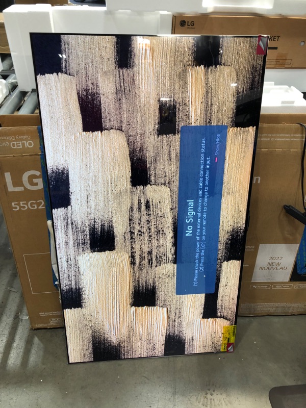 Photo 1 of **DAMAGE SEE NOTES**LG 55-Inch Class OLED evo Gallery Edition G2 Series Alexa Built-in 4K Smart TV, 120Hz Refresh Rate, AI-Powered 4K, Dolby Vision IQ and Dolby Atmos, WiSA Ready, Cloud Gaming (OLED55G2PUA, 2022)
