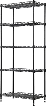 Photo 1 of 5-Wire Shelving Metal Storage Rack Adjustable Shelves, Standing Storage Shelf Units for Laundry Bathroom Kitchen Pantry Closet (Black, 21.2L x 11.8W x 53.5H)
