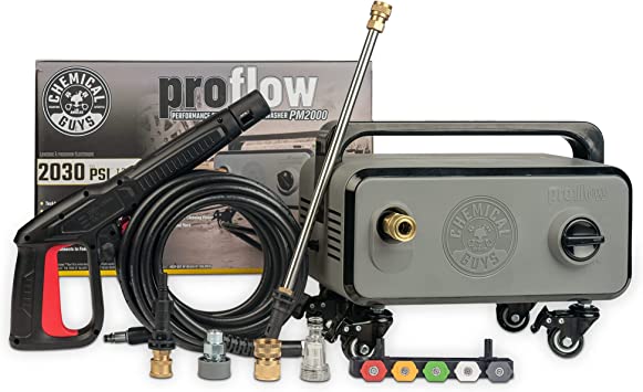Photo 1 of **MISSING PARTS* TESTED* Chemical Guys EQP408 ProFlow Performance Electric Pressure Washer PM2000, 14.5-Amp Motor 2030 Max PSI, 1.77 GPM, Includes 5 Full Range QC Tips, Cleans Cars, Patios, Driveways, Homes and More , Gray

