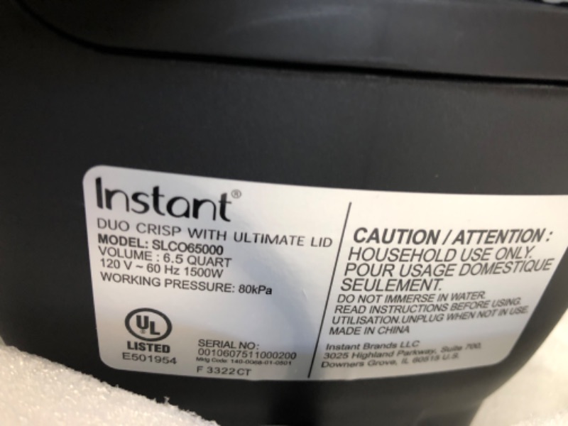 Photo 4 of **MINOR DAMAGE** Instant Pot® 6.5 Quart Electric Pressure Cooker + Air Fryer Single Lid