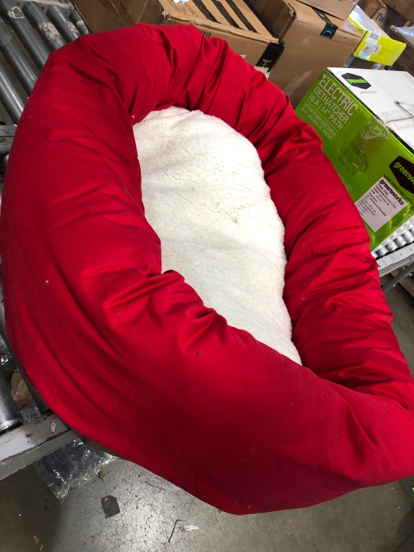 Photo 2 of 40 inch Red & Sherpa Bagel Dog Bed By Majestic Pet Products
