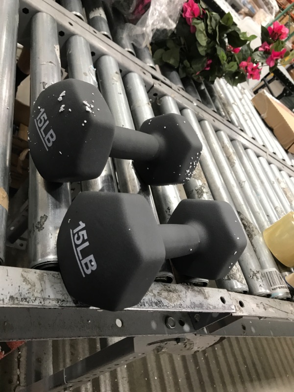 Photo 1 of 15 LB rubber dumbbells - set