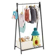 Photo 1 of 25.6" Bestier Kids Clothes Rack Garment Rack with Storage Shelf and Hooks Black
